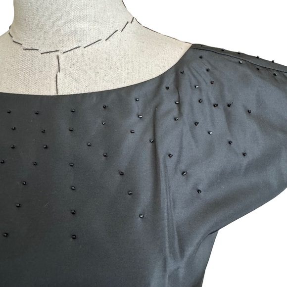 Vintage 70s 80s Contempo Casuals Taffeta Peplum Dress New Wave Prom Party - Picture 3 of 12